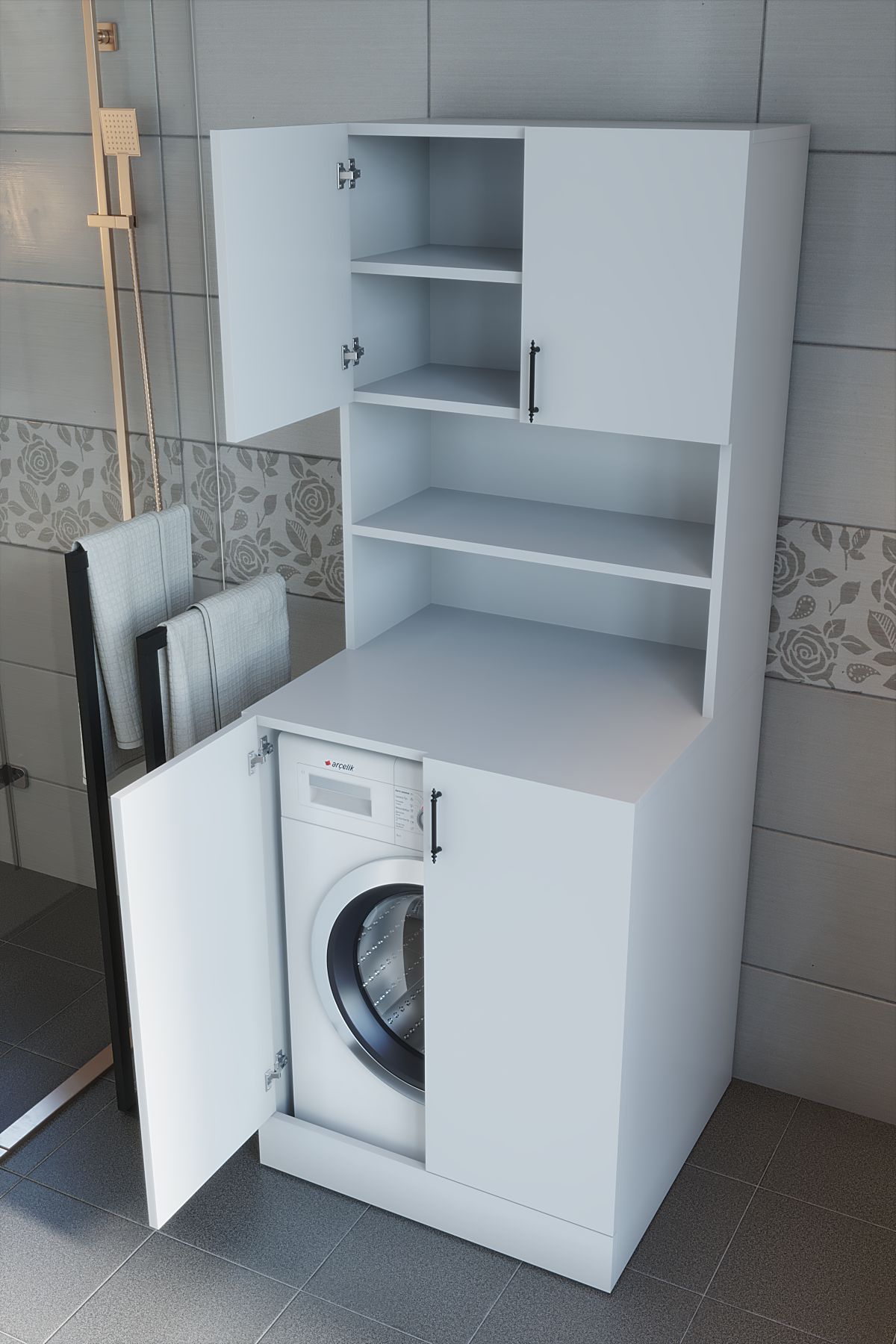 Muhteşem Çamaşır Makinesi Dolabı modeli dekorasyonu